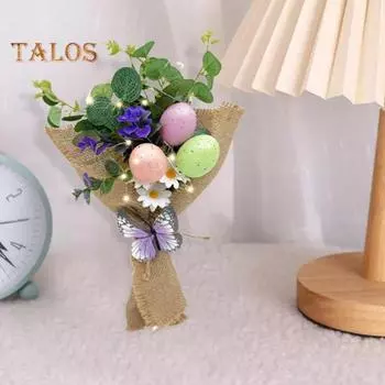 Искусственные цветы для пасхальных яиц, ручные весенние цветочные стебли, пестрые украшения для пасхальных яиц со светодиодной подсветкой для настольных украшений B