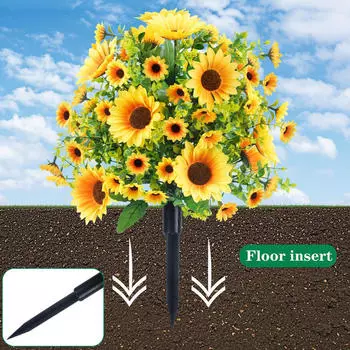 Искусственные цветы для солнца, шары, кусты, топиарные деревья, прихожая, свадьба, патио, открытый мемориал