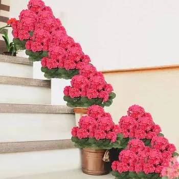 Искусственные цветы для украшения дома на открытом воздухе, устойчивые к ультрафиолетовому излучению искусственные пластиковые зеленые кустарники для украшения оконной рамы крыльца в саду, One Size горячий розовый