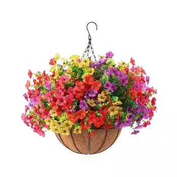 Искусственные цветы для улицы, искусственные цветы, подвесные кашпо с 12 цветами для весны лета, для крыльца, сада, патио, домашнего декора One Size розовый