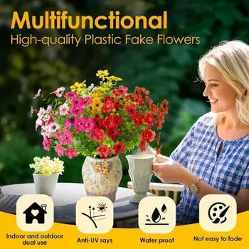 Искусственные цветы для улицы, устойчивые к ультрафиолетовому излучению, реалистичные искусственные растения, искусственные цветы эвкалипта оптом для вазы, цветочной композиции на крыльце, весеннего сада красный