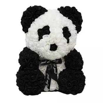Искусственные цветы Forever Rose Panda Bear Girlfriend День святого Валентина Юбилей Рождественский подарок Подарок на день рождения Свадебный декор белый