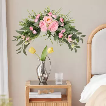 Искусственные цветы гирлянды для украшения свадебной арки, дизайн пионов для внутреннего и наружного использования розовый