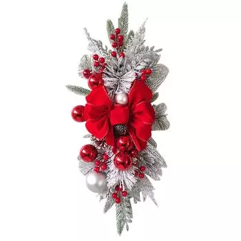 Искусственные цветы и растения Рождественский венок Элегантный реалистичный вид Рождественская гирлянда Украшение красный