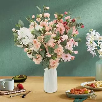 Искусственные цветы, имитация 5 головок роз, долговечные, естественные, реалистичные, яркие цветные цветы горячий розовый