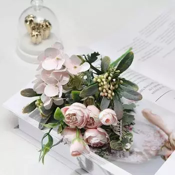 Искусственные цветы, искусственные пионы для украшения, небольшой букет из шелковых цветов, искусственные фиолетовые пионы для свадебного торта, украшения дома фиолетовый