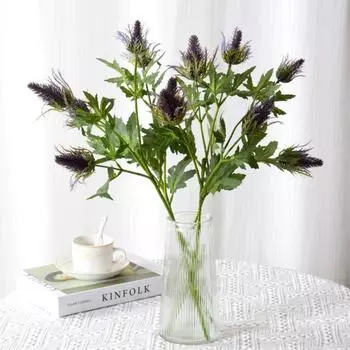 Искусственные цветы Искусственный чертополох Куст Эринго Поддельный Синеголовник Вонючий Имитация Морского Падуба для Свадебного Букета Центральный Элемент Домашнего Декора синий