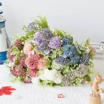 Искусственные цветы Искусственный шар Букет хризантем Искусственные шелковые цветы Реалистичные искусственные цветы Вечная красота Декор для дома Свадебная вечеринка в саду белый