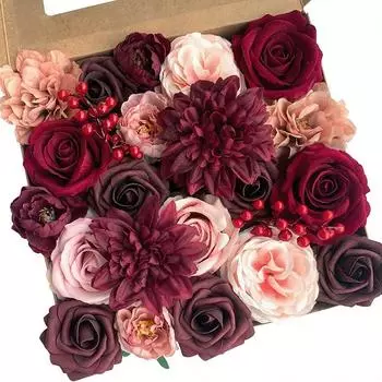 Искусственные цветы, комбинированные цветы, микс из шелковых цветов, розы, пионы со стеблями, для самостоятельной свадьбы, свадебных букетов, украшений для детского стола, домашнего декора дубильная кора