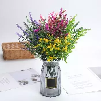 Искусственные цветы лаванды для свадьбы на открытом воздухе, украшения для дома и сада, свадебный букет, реквизит для фотосъемки, товары для дома 5pcs