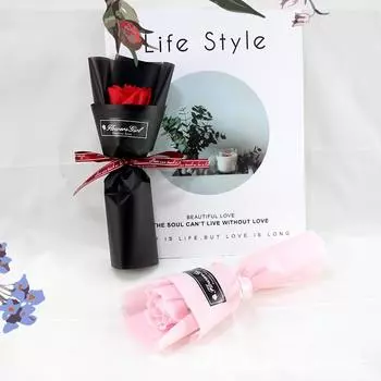 Искусственные цветы Мыло Розы Букет Подарок на День святого Валентина Цветы Идеальная упаковка Подарок на вечеринку Украшение домашнего стола для свадьбы 1PC чёрный