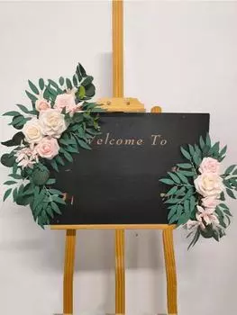 Искусственные цветы, набор из 2 искусственных цветов, свадебная арка, цветы и приветственные знаки, украшения для спинок стульев, свадебная церемония, прием синий