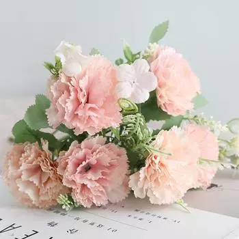 Искусственные цветы, неувядающие, широко применяемые, 7 головок, яркие гвоздики, искусственные цветы на День матери фиолетовый