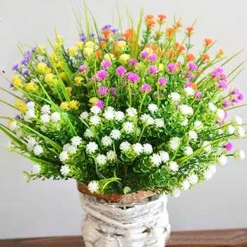 Искусственные цветы, пластиковые поддельные растения, гипсофила, висячие кустарники, внешний декор оранжевый