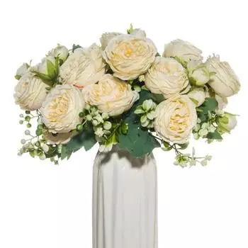 Искусственные цветы Поддельный шелк Белые пионы, используемые для украшения домашней комнаты, ваза, Рождественский венок, свадебный букет, аксессуары для вечеринок
