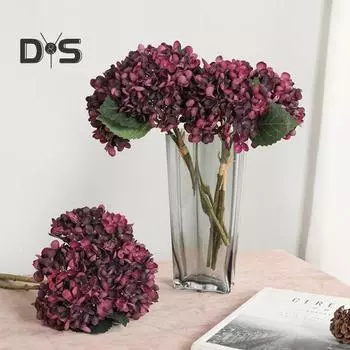 Искусственные цветы Полная гортензия DIY Искусственный цветок Шелковый многоразовый искусственный цветочный завод оранжевый