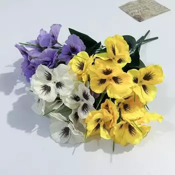 Искусственные цветы, положите букет анютиных глазок, искусственные цветы фаленопсиса, искусственные шелковые цветы, украшение для дома и улицы, цветочная коробка белый