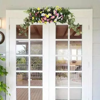 Искусственные цветы ромашки гирлянда венок из подсолнухов свадебная арка цветы для перемычки настенное украшение с листьями эвкалипта для свадебной вечеринки домашний весенний декор Style 2