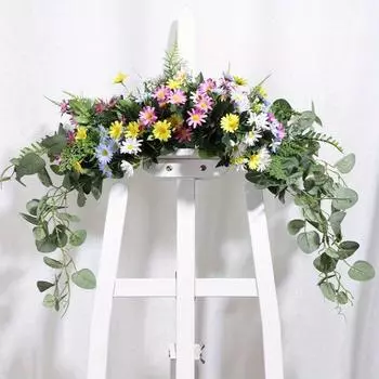 Искусственные цветы ромашки гирлянда венок из подсолнухов свадебная арка цветы для перемычки настенное украшение с листьями эвкалипта для свадебной вечеринки домашний весенний декор Style 2