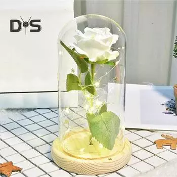 Искусственные цветы розы Вечная роза со светодиодной подсветкой Реалистично выглядящая имитация цветка розы на батарейках Подарки на праздники чёрный