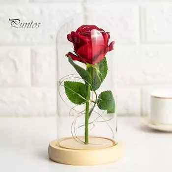 Искусственные цветы розы Вечная роза со светодиодной подсветкой Реалистично выглядящая имитация цветка розы на батарейках Подарки на праздники чёрный