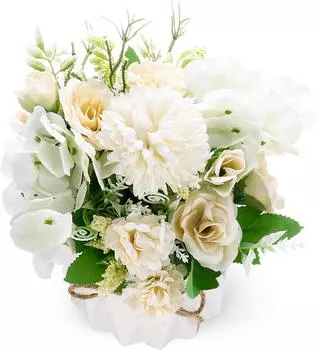 Искусственные цветы с вазой, искусственные композиции из гортензии и розы, искусственные растения