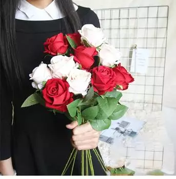 Искусственные цветы шелковые розы длинные ветки букет для свадьбы украшения дома искусственные растения DIY венок принадлежности аксессуары 51 см