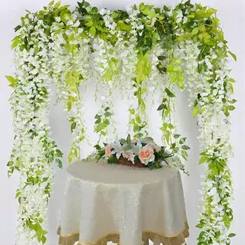 Искусственные цветы, свадебная лоза, свадебный декор, украшение из плюща, настоящее прикосновение, шелковая цветочная веревка, домашняя подвесная гирлянда, вечерние белый