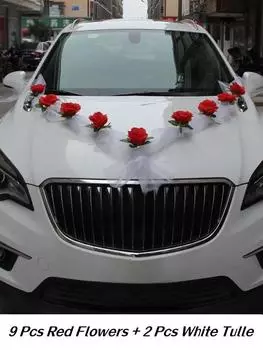 Искусственные цветы Свадебные украшения для зеркал автомобиля Цветы Цветы из ткани Свадебные принадлежности Декор для свадебной вечеринки