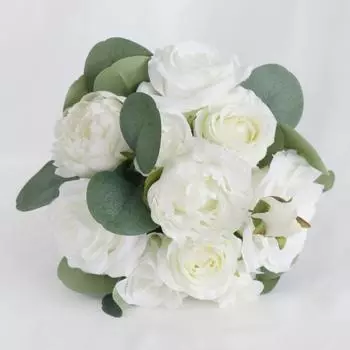 Искусственные цветы Свадебный букет для невесты, деревенские свадебные букеты для невесты Шелковые круглые искусственные свадебные цветы Букеты бежевый