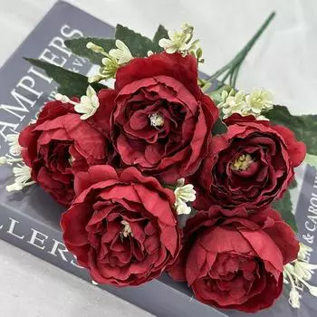 Искусственные цветы Свадебный красивый предварительно разработанный букет красный