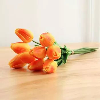 Искусственные цветы тюльпана Мини-цветы тюльпана Искусственные цветы Настоящие свадебные украшения для вечеринки Цветы для свадебного дома Украшения для вечеринки на День святого Валентина Orange