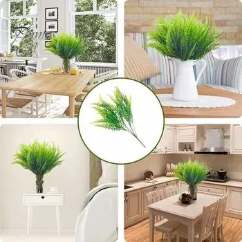 Искусственные цветы Устойчивы к ультрафиолетовому излучению Реалистичные 7 вилок Не требуют полива Не выцветают Низкие эксплуатационные расходы Реалистичный бостонский папоротник Кустарник 4pcs