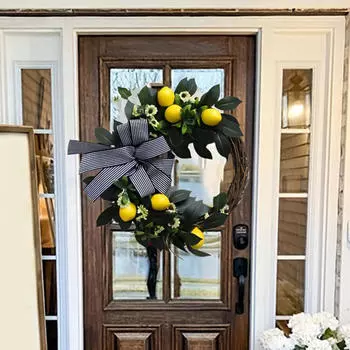 Искусственные цветы Весенний лимонный венок Фестиваль входной двери Фрукты Цветочный для жизни