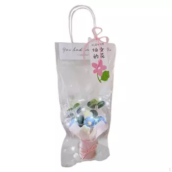 Искусственные цветы Вязаный крючком Букет цветов с декором огней Вязание для полки подруги светло-синий