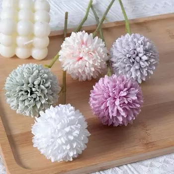 Искусственные цветы в виде одуванчика, гиацинта и хризантемы в скандинавском стиле для декора дома, гостиницы, свадьбы серый