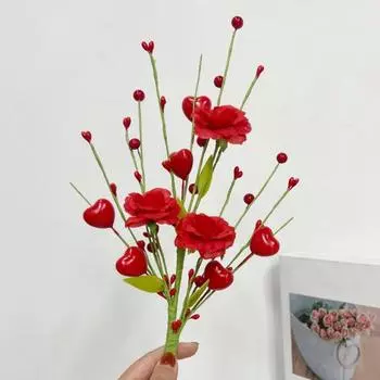 Искусственные цветы Yousheng, стебель 17,8 дюйма, искусственная ветка в форме сердца, искусственные ягоды и ветка цветов на День матери, годовщину, День святого Валентина 1pc