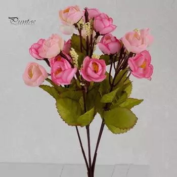 Искусственные домашние розовые шелковые цветы 18 цветочных головок Камелия Пион Букет Декор розы красного