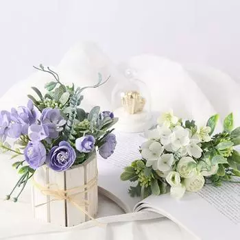 Искусственные фиолетовые пионы, искусственные цветы, пионы для украшения, маленькие шелковые цветы, букет для свадебного торта, украшения дома фиолетовый