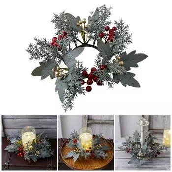 Искусственные фрукты свеча кольцо венок имитация листьев столб кольцо подсвечник ручной работы настольный декор для красный