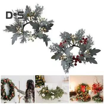 Искусственные фрукты, свечи, кольца, венок, имитация листьев, подставка для свечей, украшение рабочего стола ручной работы на Рождество, День благодарения белый