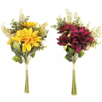 Искусственные георгины, свадебные букеты, домашний декор для вечеринки, искусственные цветы, композиция из шелковых цветов, длинный стебель