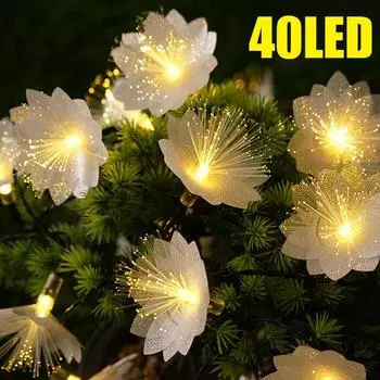 Искусственные гирлянды из цветов плюмерии, работающие от батареек, гирлянды для свадеб, рождественских, новогодних, вечеринок, декоративных гирлянд colour(1.5M 10LED)