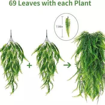 Искусственные искусственные зеленые растения 69 сеток персидская трава ротанг уличные подвесные папоротники гостиная обмотка зелёный