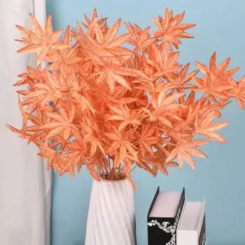 Искусственные кленовые листья, ветка, гибкий проволочный стебель, реалистичные, не увядающие, без полива, реквизит для свадебных фотографий, в помещении, на открытом воздухе, для дома, офиса, сада белый