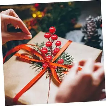 Искусственные красные ягоды цветы букет искусственные растения для домашнего декора вазы рождественские елочные украшения новогоднее украшение 2025 вечеринка рождественское украшение