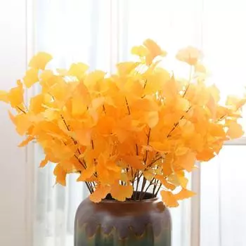 Искусственные листья 3 вилки лист гинкго имитация растения домашнее свадебное украшение имитация цветочного украшения цветочная композиция жёлтый