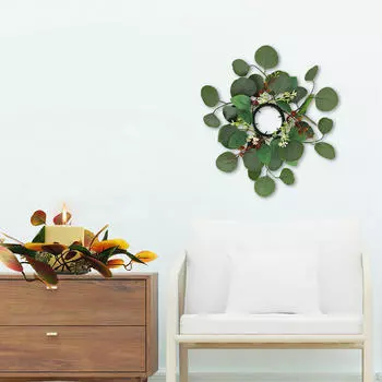 Искусственные листья эвкалипта свеча кольцо венок подсвечник стол центральные украшения для свадьбы зелёный