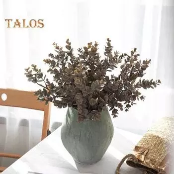 Искусственные листья, декоративные украшения, очаровательные уникальные искусственные зеленые листья эвкалипта, офисный аксессуар коричневый