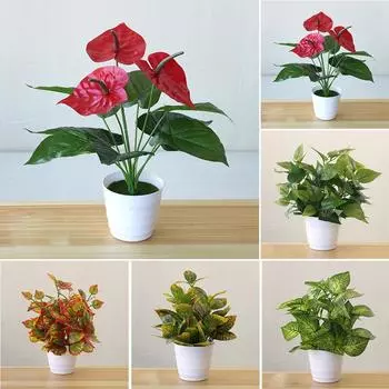 Искусственные листья в горшках, искусственная листва, ложные растения, открытый сад, домашний декор B